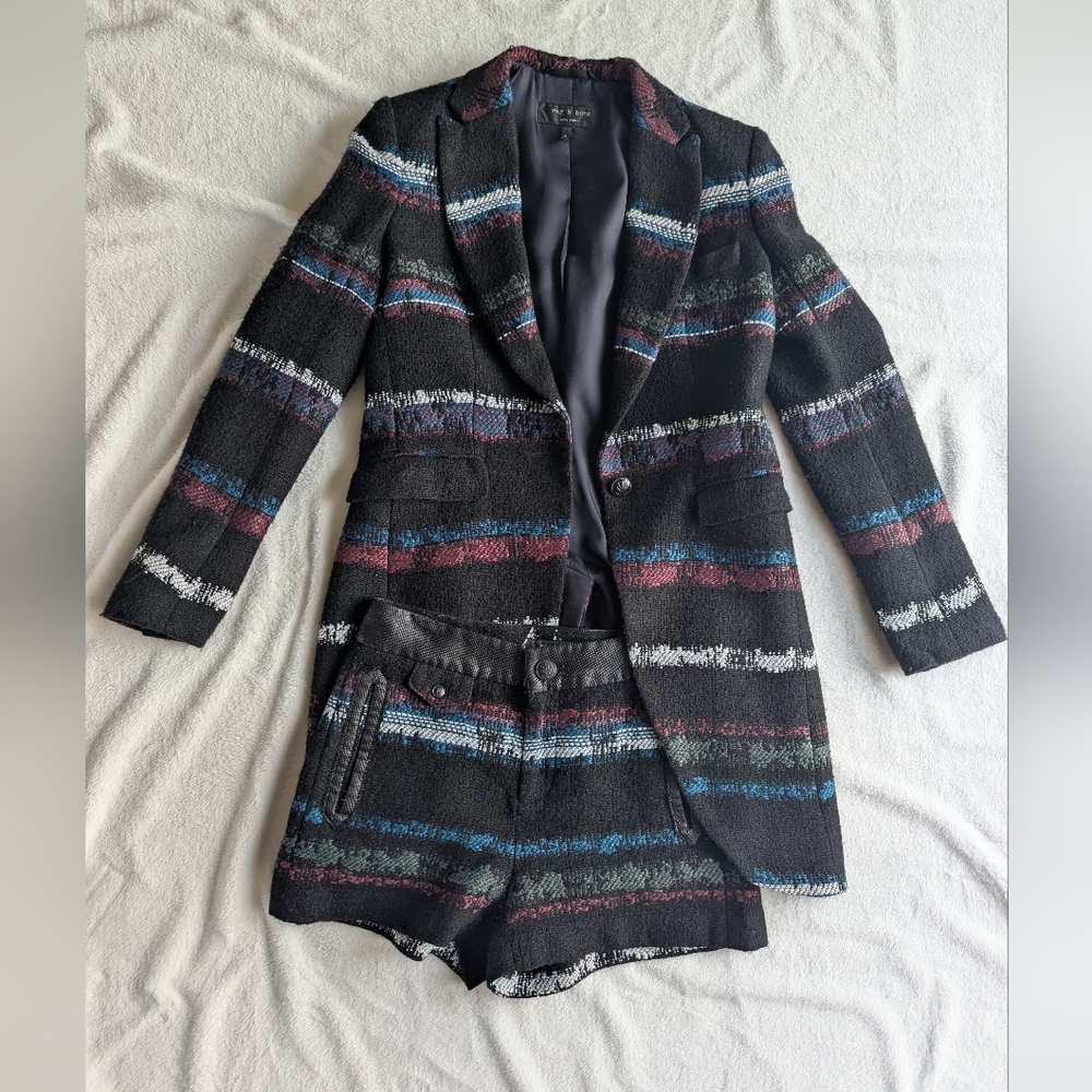 Rag & Bone Mohair Blend Tribal Tweed Blazer & Shorts Set